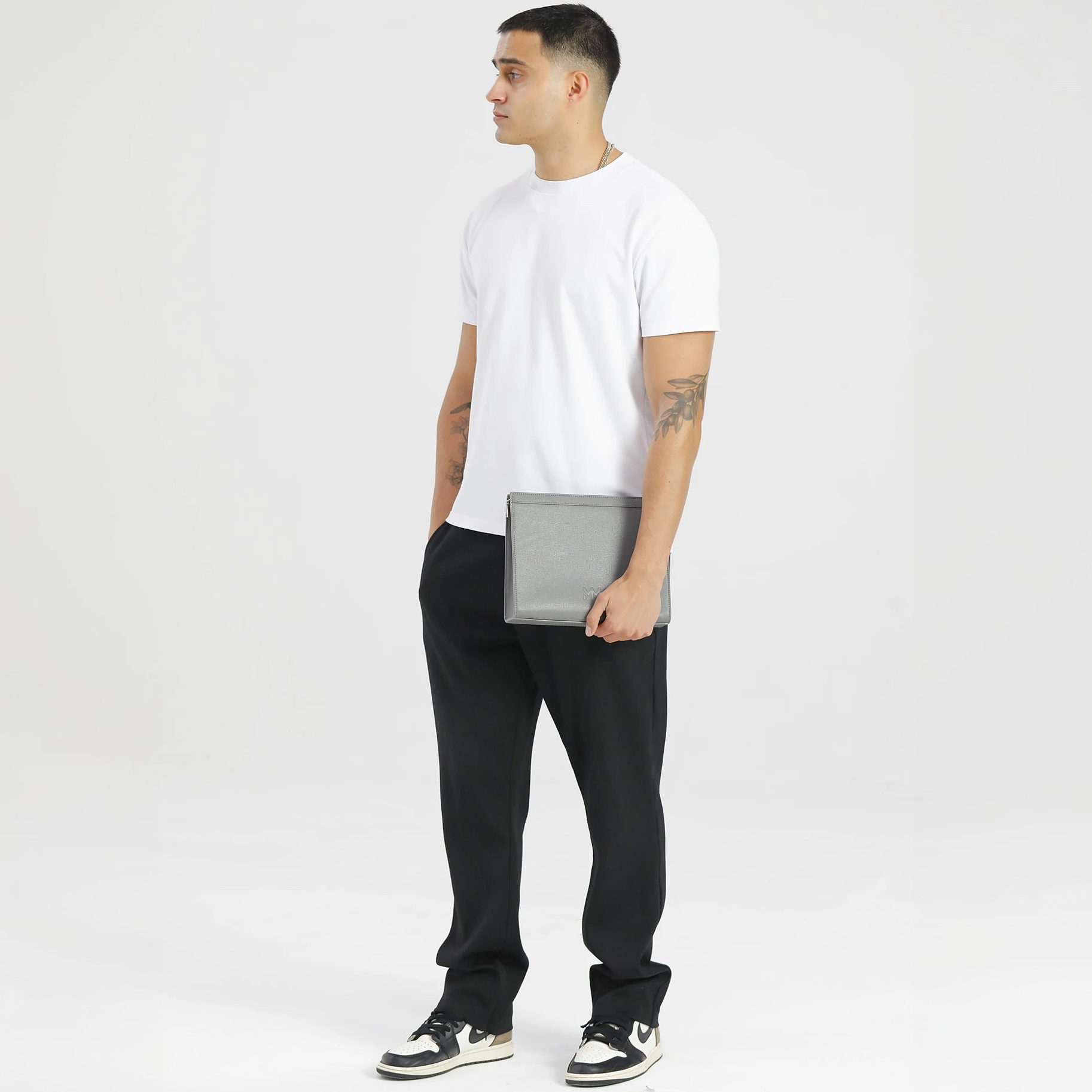 MM London Nardo Saffiano Grey Clutch Bag